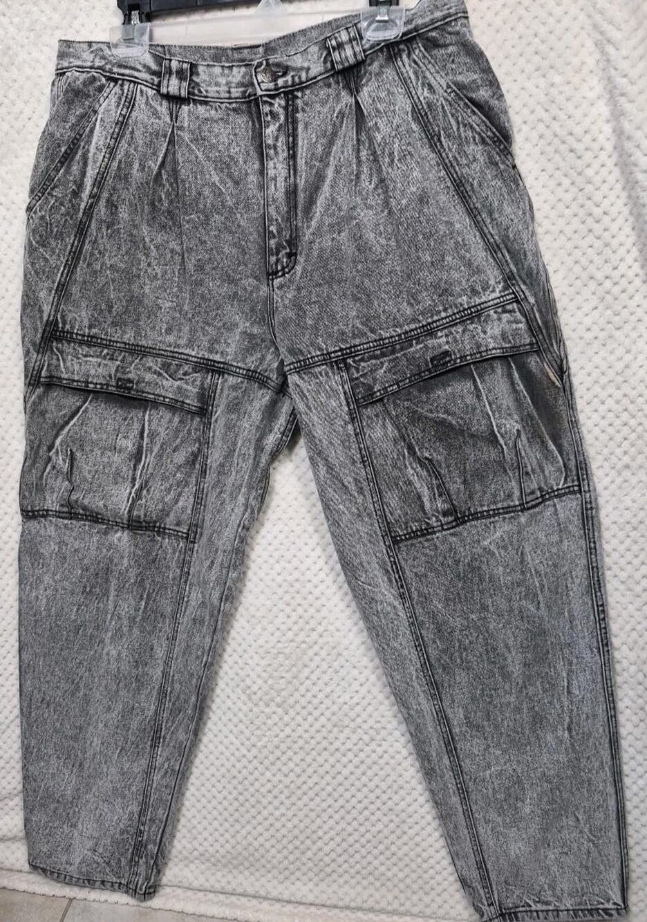 Vintage Lee Navigation The People Jeans Acid Wash Cargo Pants Gray Baggy